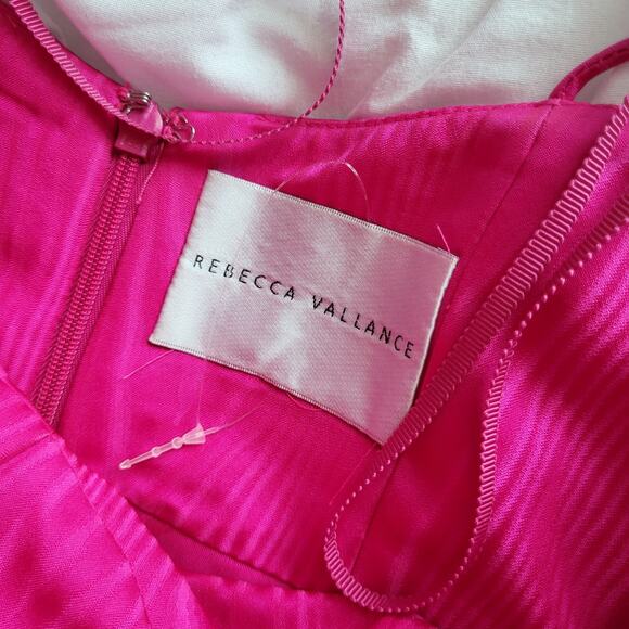 $1360 REBECCA VALLANCE Frenchy Taffeta Gown Hot PinkFuchsia 0 Maxi Dress - Picture 11 of 16